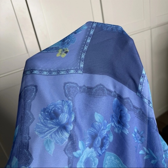 Vintage 90s Y2K California Concepts Blue Patchwork Floral Paisley Midi Dress EUC - Picture 12 of 15